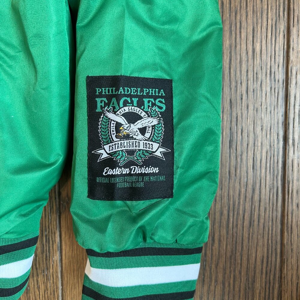 NET NFL Philadelphiaelphia Eagles Satin Varsity Bomber Jacket - Picture 5 of 8